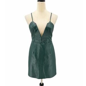 NBD x Naven Twins Don't Cross Me Faux Croc Dark Green V-neck Bodycon Mini Dress